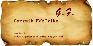 Garzsik Füzike névjegykártya